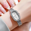 Women's Quartz Watch Pigeon Egg Shape Diamond Encrusted Fashion Oval Dial Wristwatch Casual Ladies Watch Daily Wear Girl Gifts