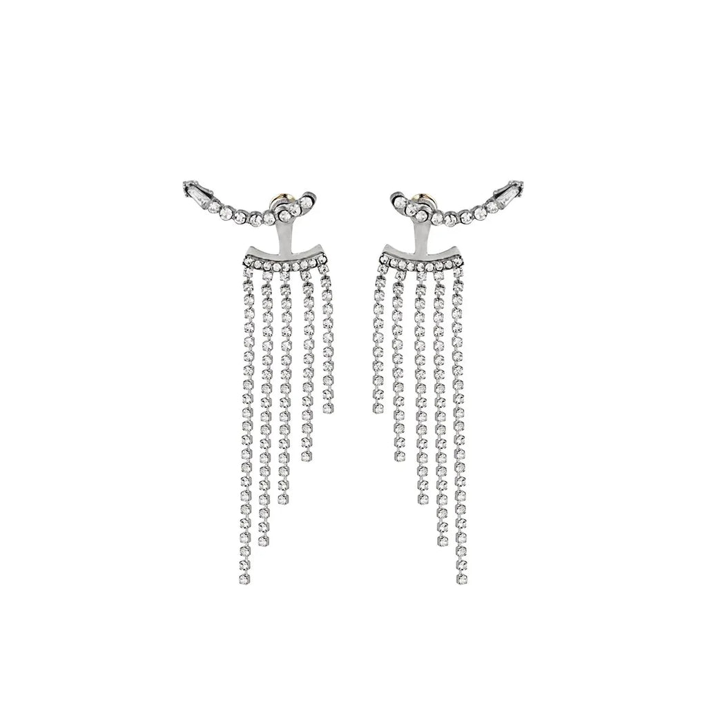 Korean Full Rhinestone Long Tassel Drop Earrings for Women Exquisite Luxury Zircon Crystal Earrings Female Jewelry Wholesale