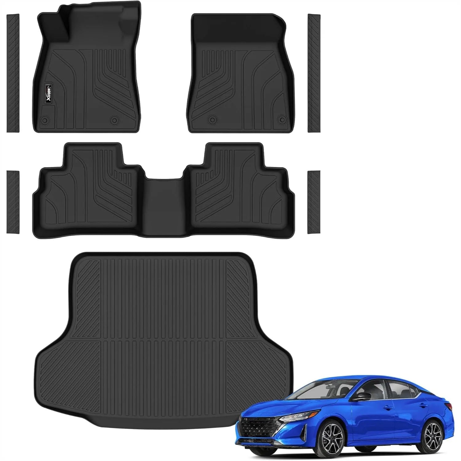 All Weather Floor Mats for 2020-2025 Nissan Sentra with Cargo Liner TPE Protection Full Set Trunk Mat