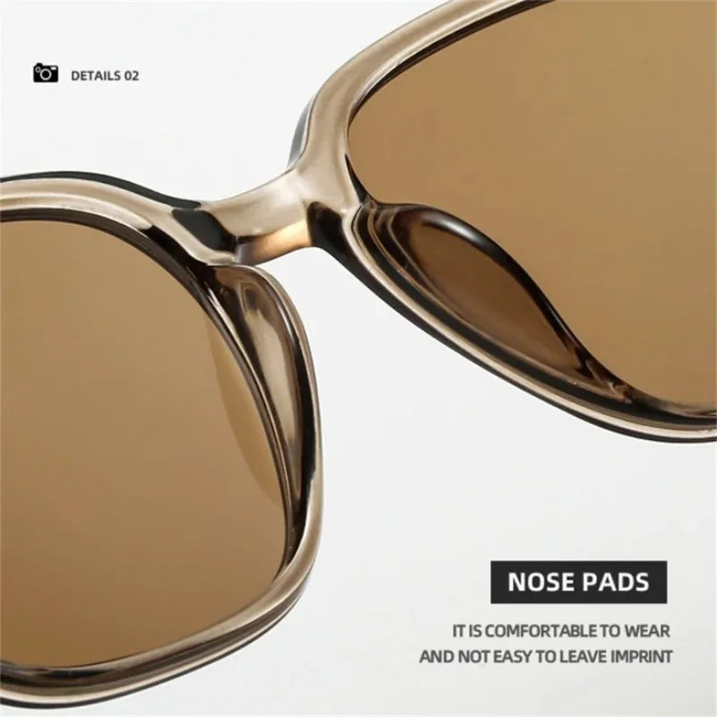 Classic Brown Sunglasses Vintage Aesthetic Square Frame Gradient Lens Wood Texture Eyewear Unisex Sun Glasses Outdoor