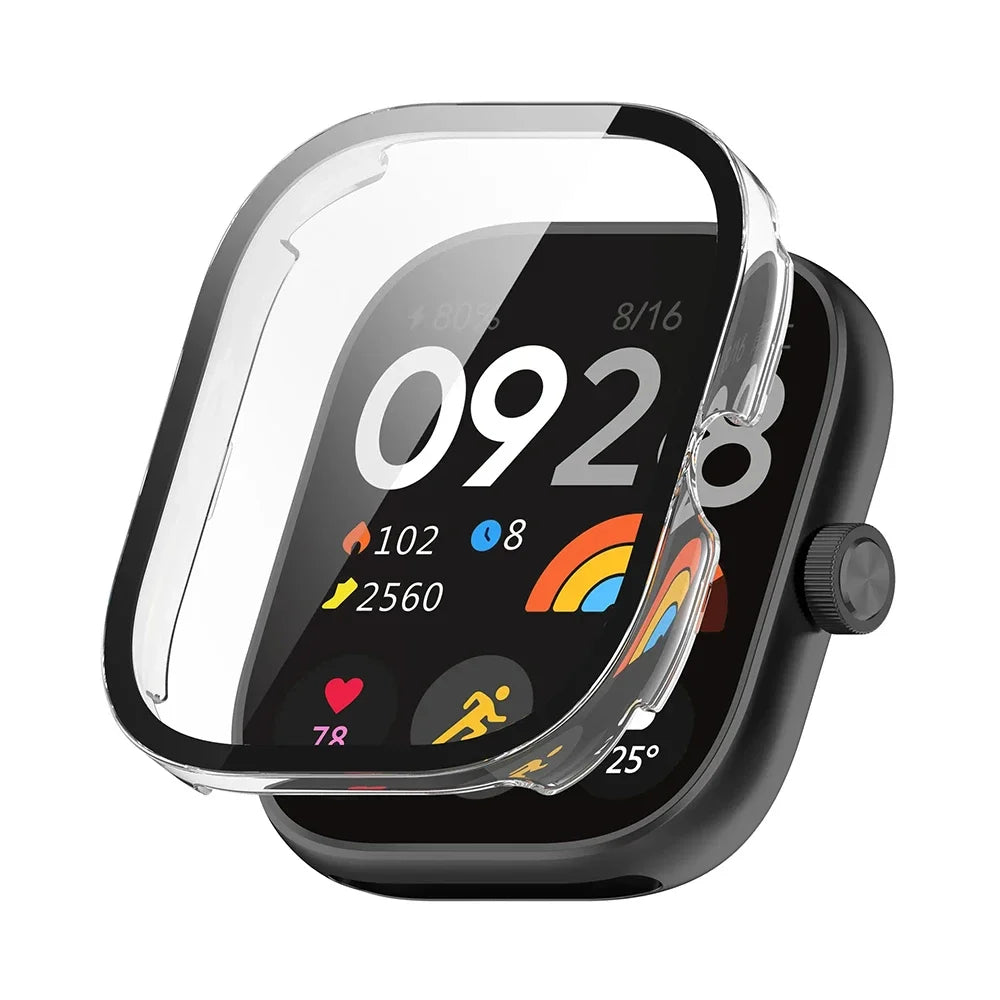 PC Case+Glass for Xiaomi Redmi Watch 4 3 Tempered Glass Anti-scratch Film Bumper Protective Cover for Redmi Watch 3 Active/3Lite
