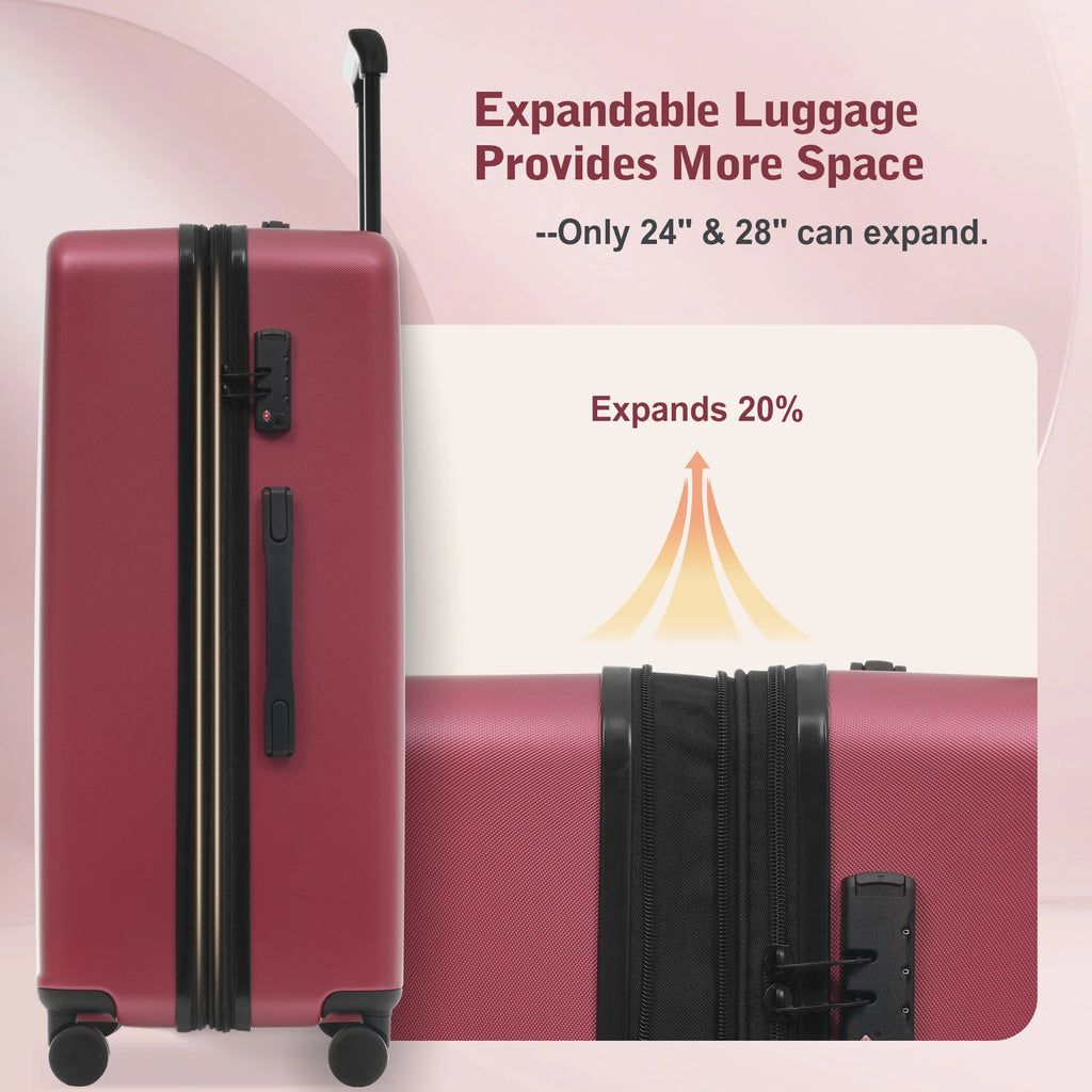 Luggage Sets 5 Piece with Front Opening, Hardside Expandable Carry On Suitcase Set with Double Spinner Wheel