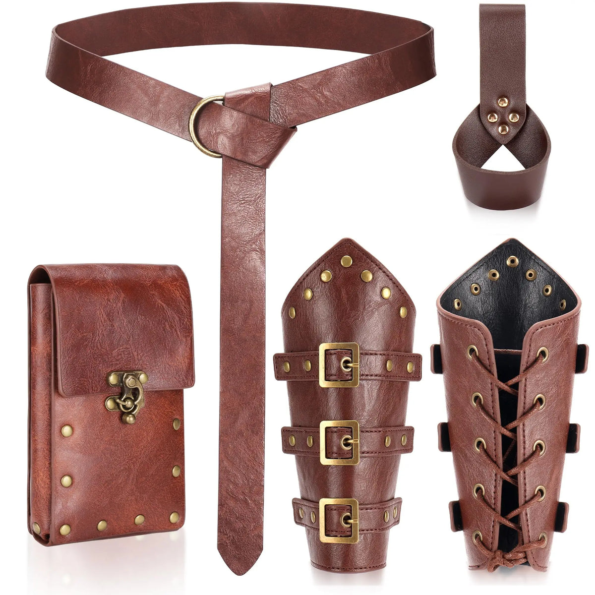 Renaissance Medieval Belt Skirt Hiking Viking Horn Design Leather Cover for Sword Frog Accessory