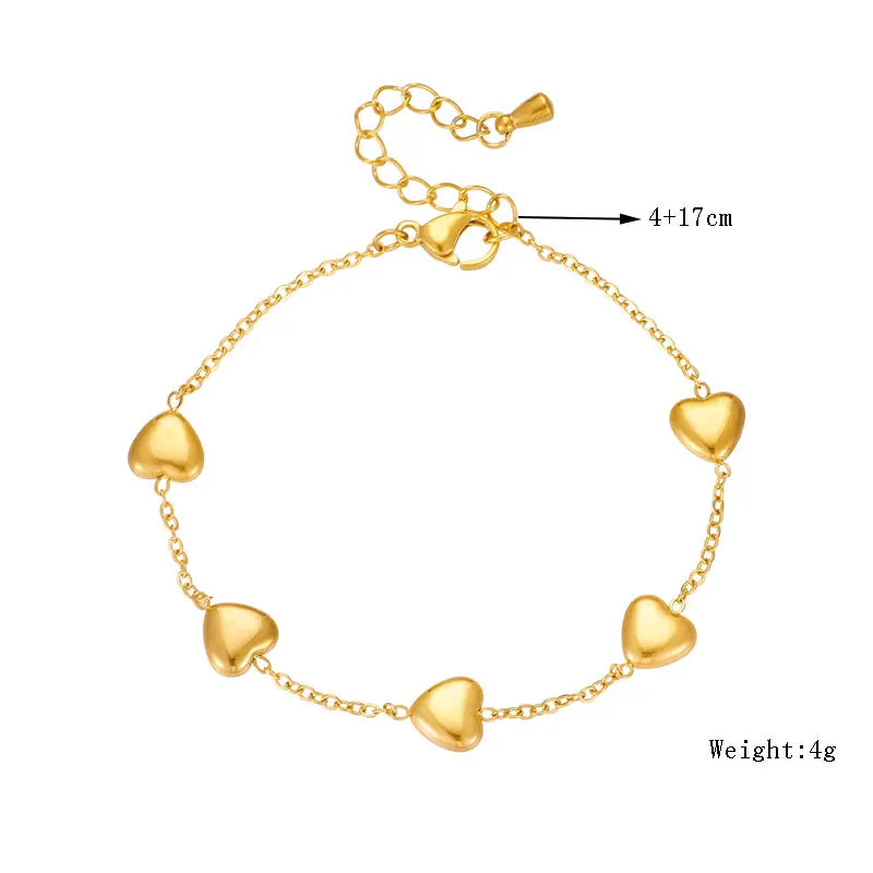 DIEYURO 316L Stainless Steel Gold Color Heart Love Bracelet For Women Girl Fashion Bangles Rust-proof Jewelry Lady Holiday Gift