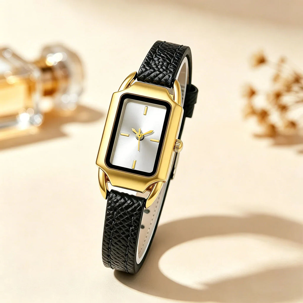 Simple Fashion Casual Women Fashion PU Leather Rectangle Quartz Watches