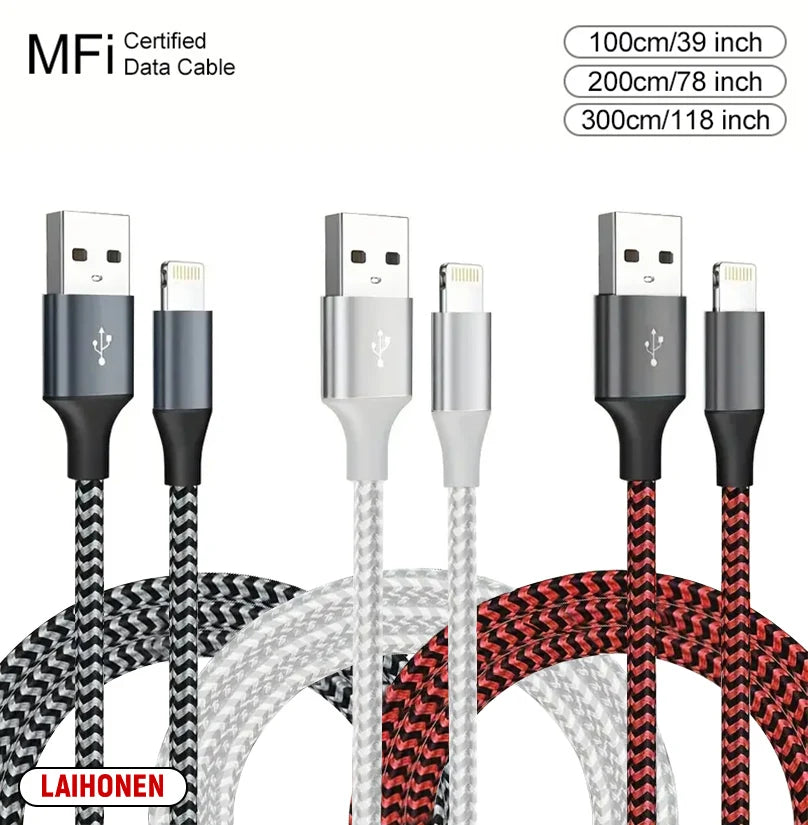 1M 2M 3M USB A To Lightning MFi Certified  Cable For iPhone 14 13 12 11 X XR Pro Max Fast Charging Cable Charger Data Wire Cord