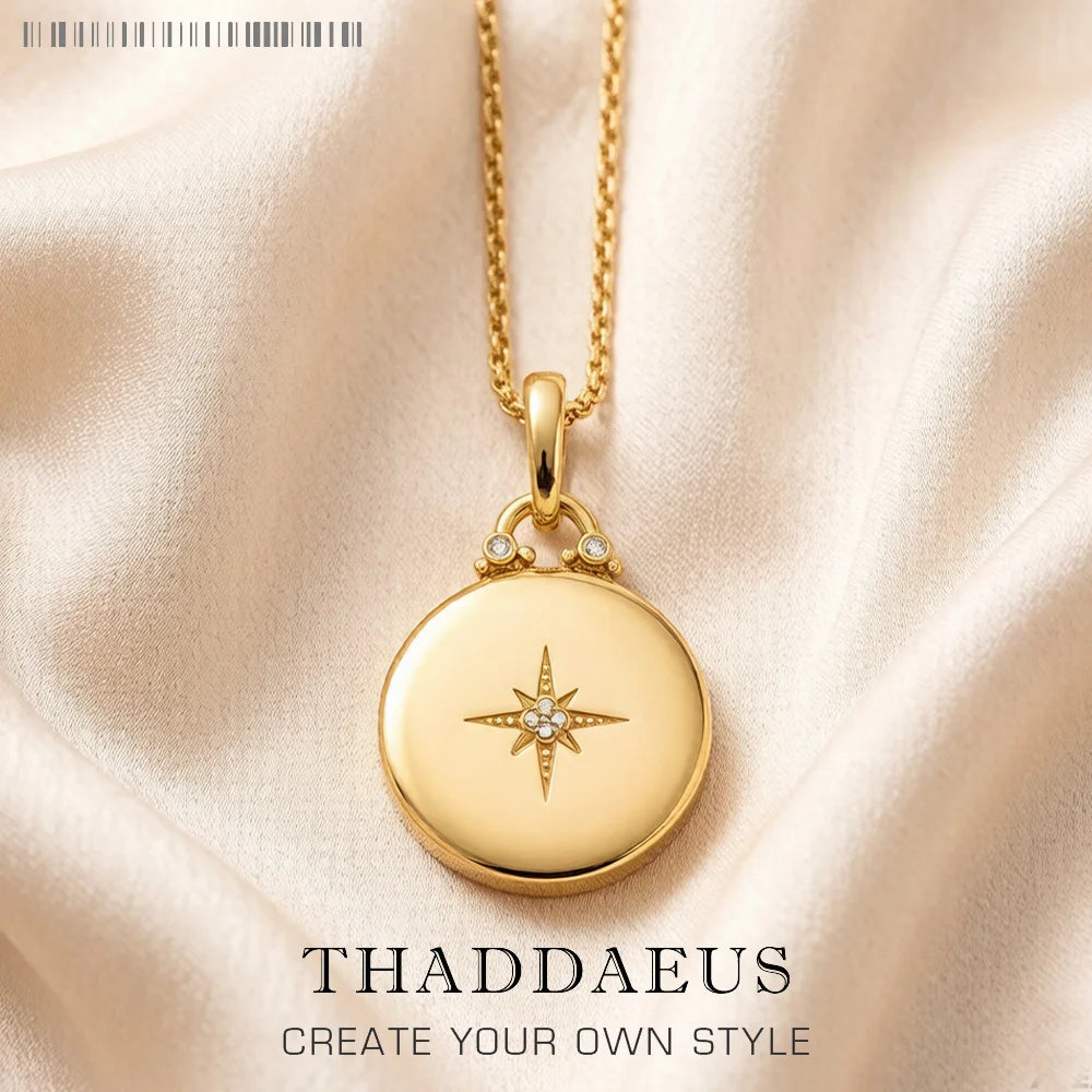 Round Medaillon With Star Locket Necklace Brand New Link Chain Fine Jewelry Europe 925 Stering Silver Romantic Gift For Women