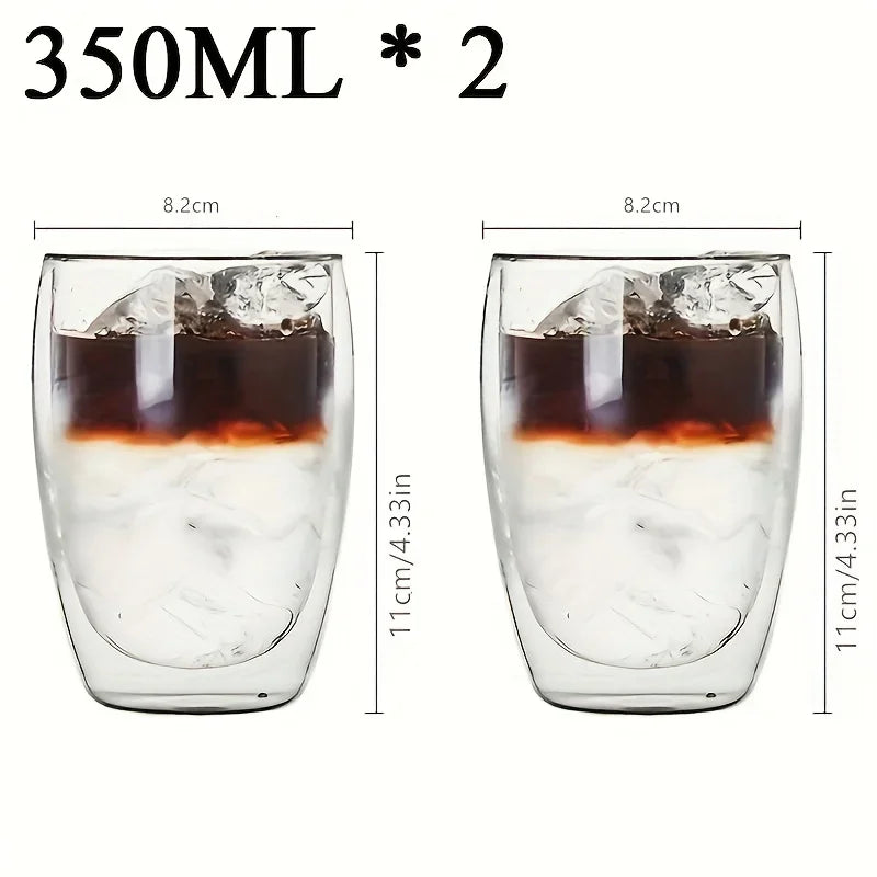 Double Wall Glass Cup Heat Insulation Transparent Handmade Tea Drink Cups MINI Whisky glasses Espresso Coffee Mug set 250-450ml