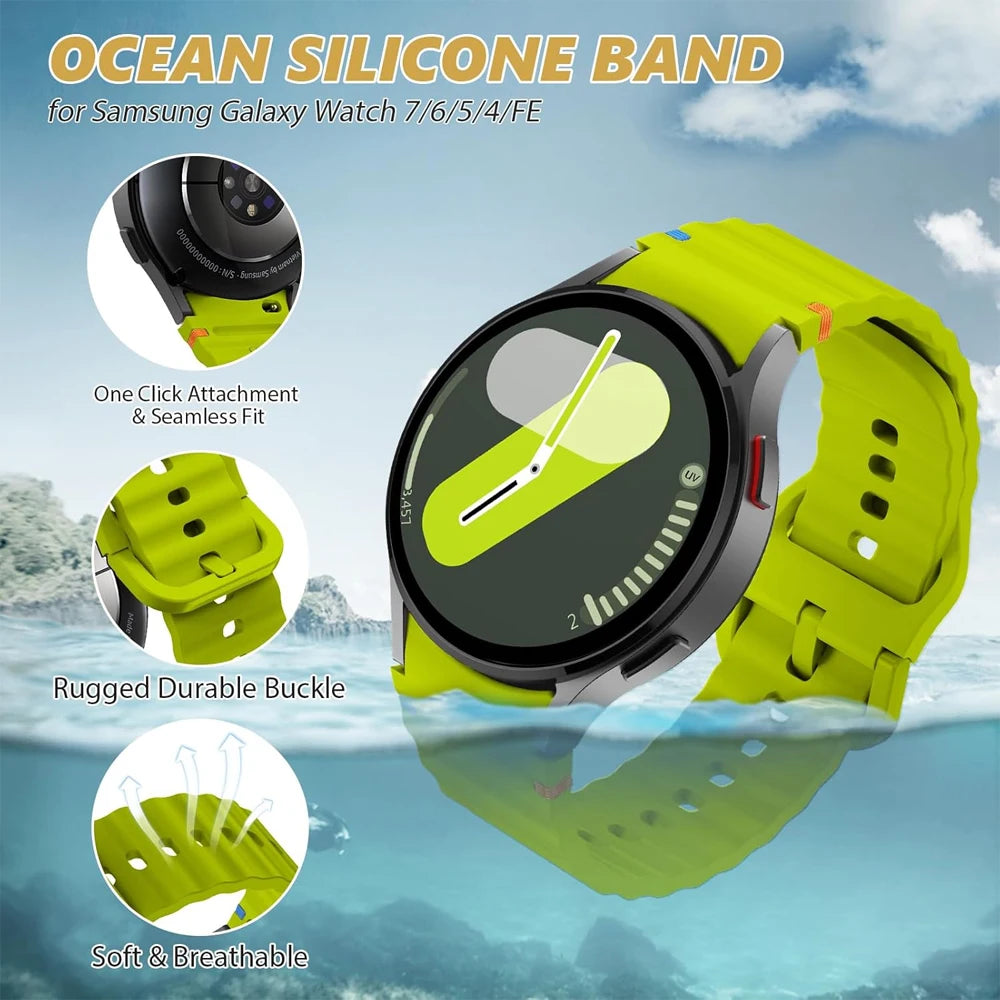 Official Straps for Samsung Galaxy watch 7/FE/5 Pro/6/4 classic 44mm 40mm Sport Silicone belt bracelet correa Galaxy watch7 Band