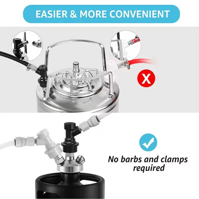 Wholesale Liquid Ball Lock Quick Disconnect with 3/8" Push-fit Quick Connector,Homebrew Beer/Gas Dispenser Quick Fitting Adapter