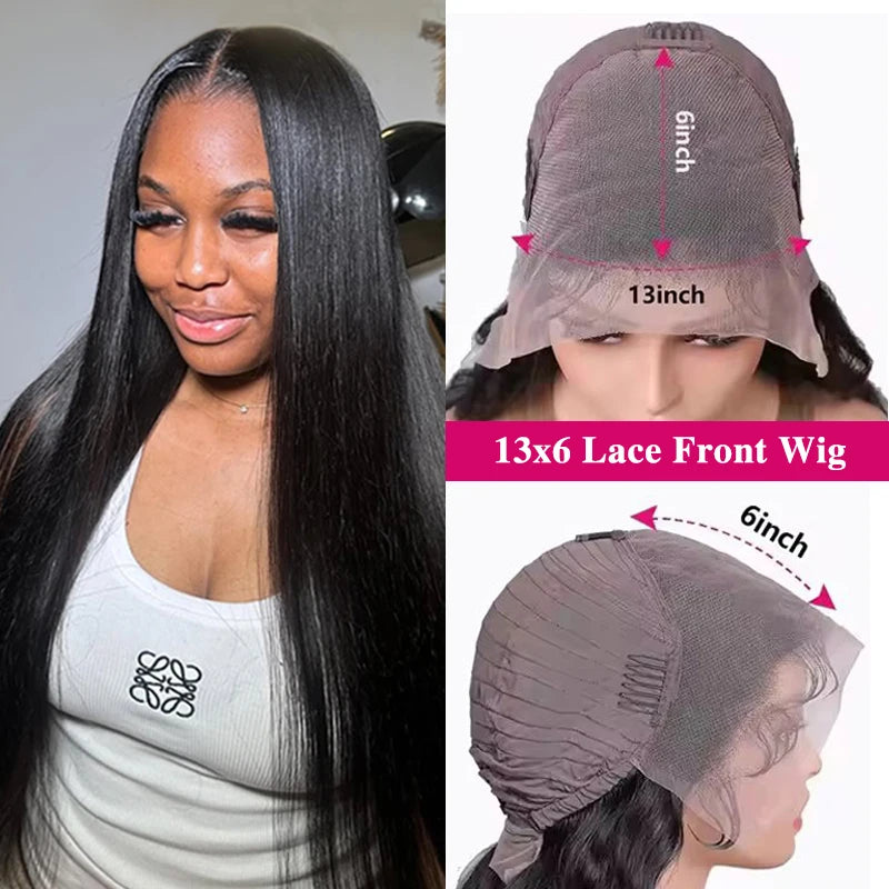 13x4 13x6 Bone Straight  Lace Front Human Hair Wig 30 38 Inch Transparent Lace Frontal Wig Human Hair Pre Plucked For Women