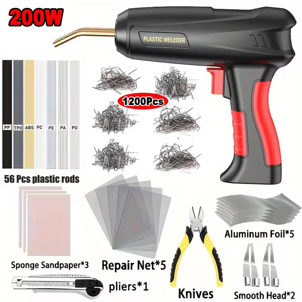 Besper 200W Plastic Welder, 2in1 Plastic Welding Kit Plastic Repair Welder Hot Stapler Soldering Gun Car Bumper Plastic Repair