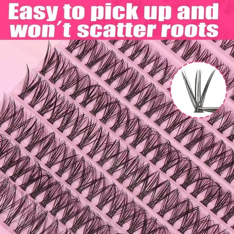 Eyelash Cluster 200 PCs DIY Individual Eyelashes Natural Look Wispy Eyelashes 9-16MM 40D Curly Hair Individual Cluster Eyelashes
