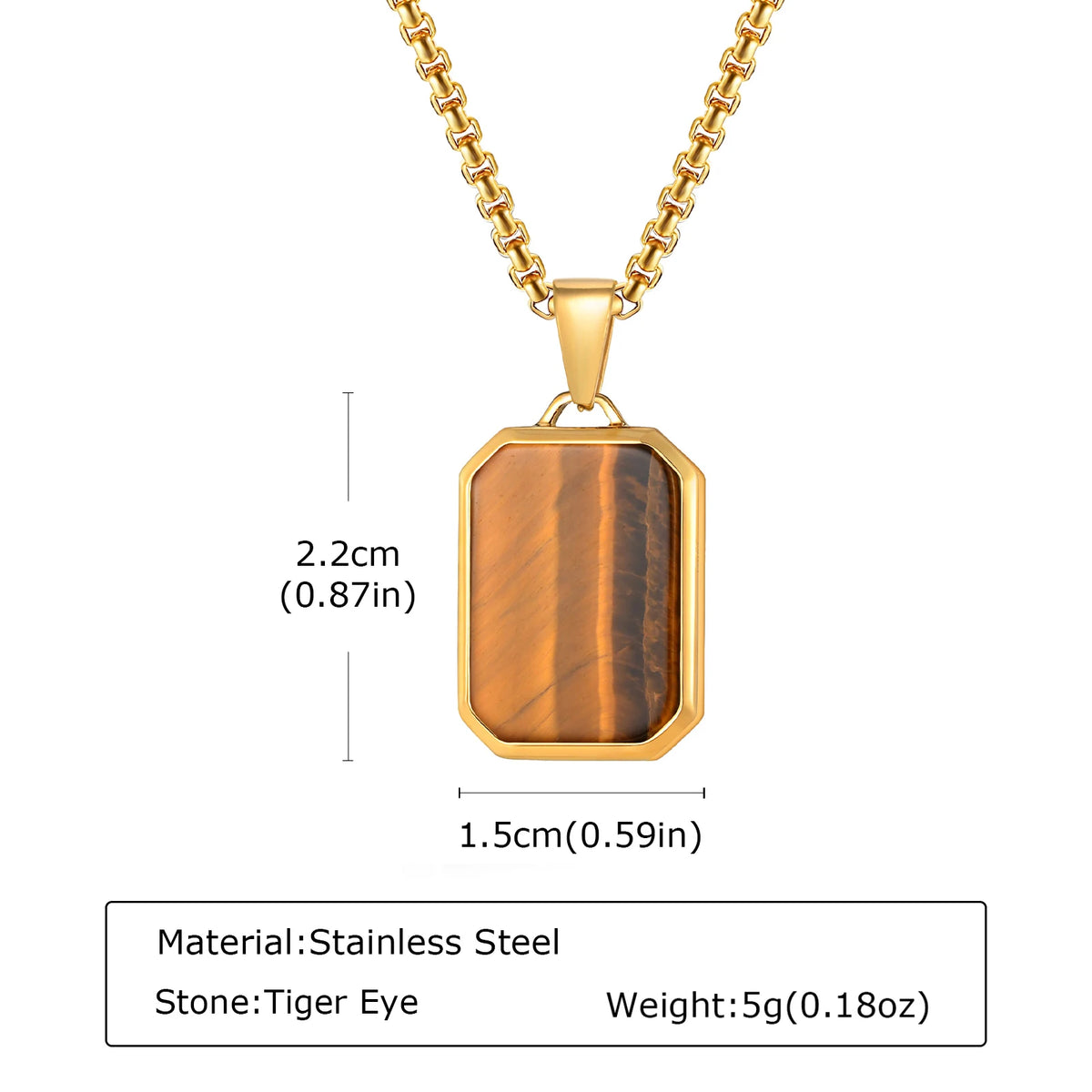 Trendy Pendant Necklaces for Men,Square Natural Stone Stainless Steel Necklaces,Hip Hop Healing Jewelry Gifts for Husband Dad