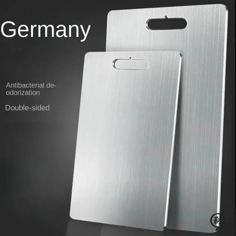 304 Stainless Steel Cutting Board Double Sided, Thickened Kitchen Chopping Block for Meat Vegetable Dough