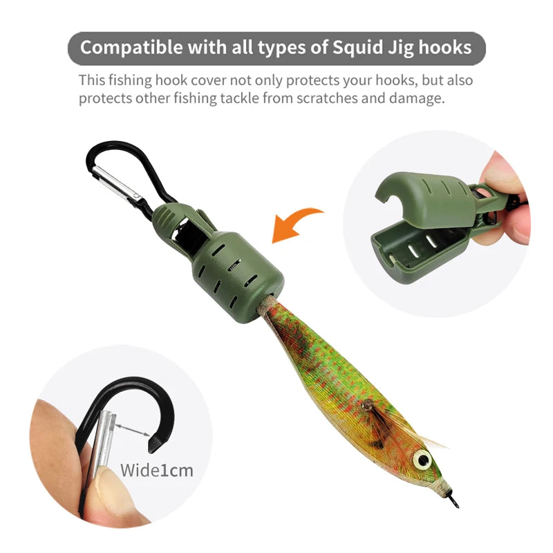 New Squid Jig Bait Protector Kit Size M 6pcs Webfoot Octopus Egi Hooks Cover Cuttlefish Umbrella Lure Cap with Carabiner