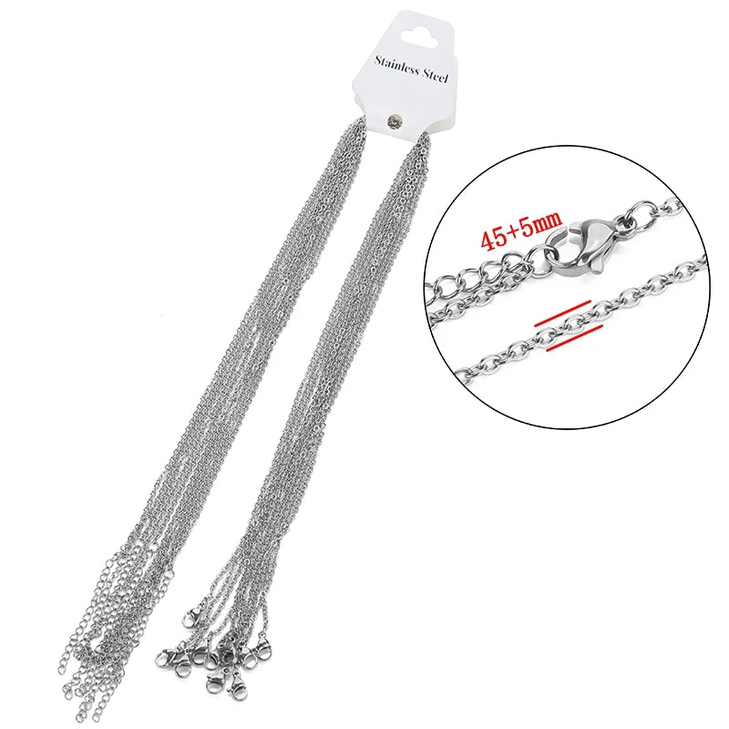 10pcs/lot 45+5cm 45cm 50cm Stainless Steel Adjustable Link Chain Necklace Women Gold Color Fashion chokers Jewelry Wholesale