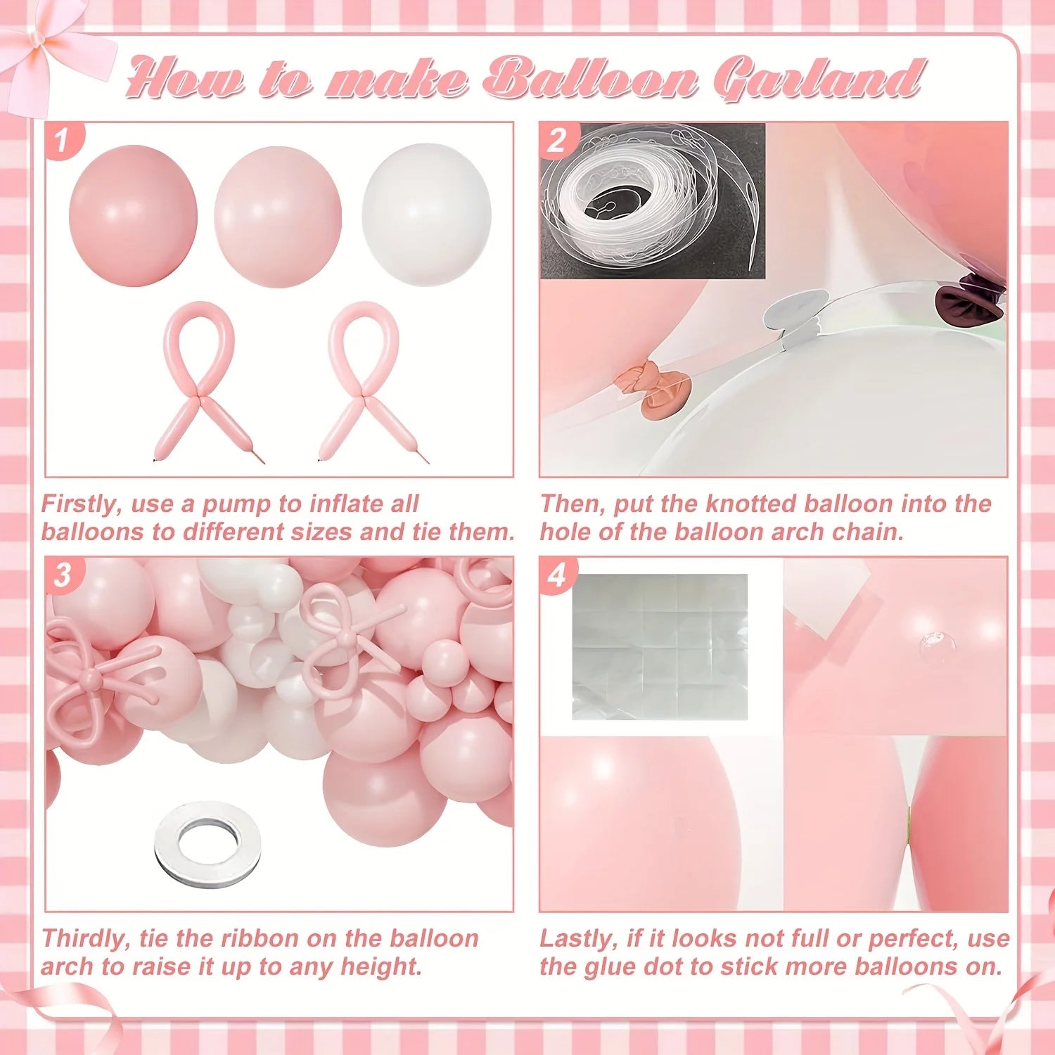 Coquette Birthday Decorations, 152pcs Pink And White Balloon Garland Arch Kit Include Light Pink White Bow Balloons Different Size for Bridal Shower Gender Reavel Wedding Engagement Party Decorations