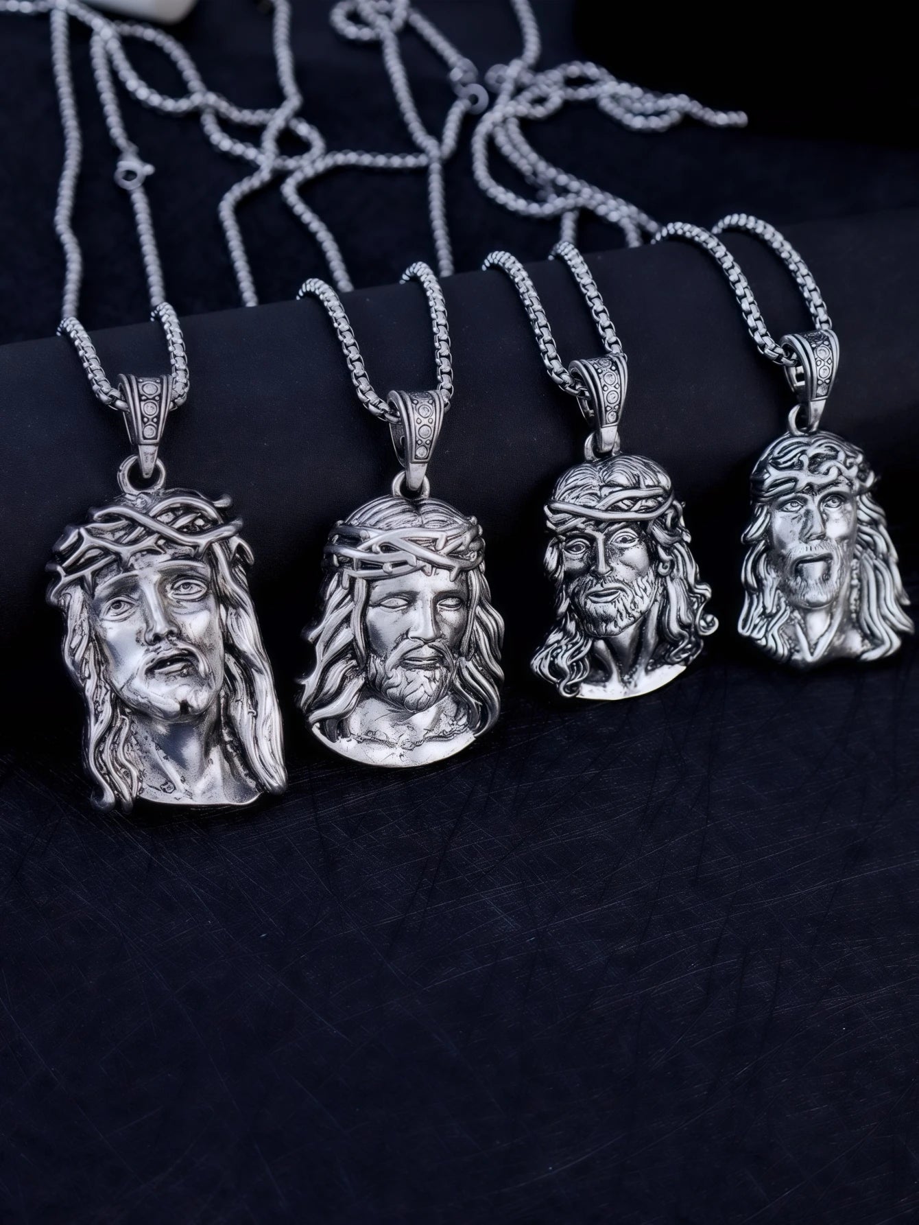 6 Sizes Hip Hop Punk Style God Jesus Head Deluxe Gold Plated Pendant Collar Necklace Figaro Chain Men Women Jewelry
