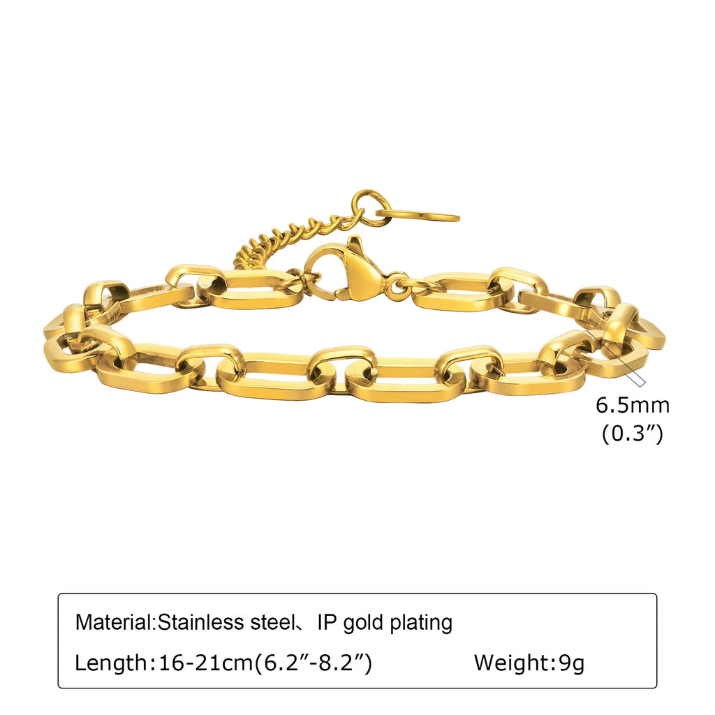 Chunky Gold Plated Link Necklace For Women, Stainless Steel Oval Thick Chain Choker Minimalist Jewelry Trendy Party Jewelry Gift