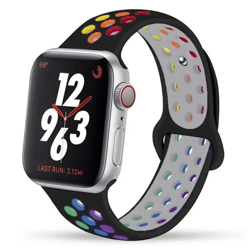 Sport Strap For Apple Watch Band 45mm 49mm 44mm 40mm 41mm 42mm Silicone bracelet correa iWatch Ultra 2 Series 9 8 SE 7 6 5 4 3