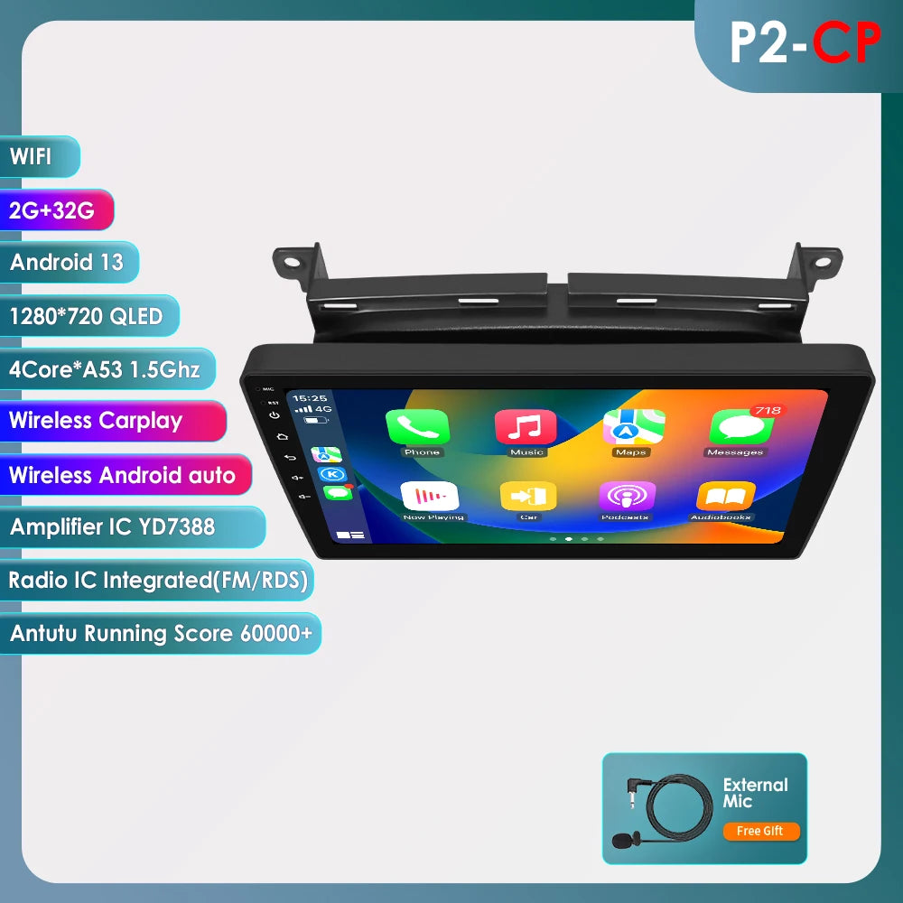 Hizpo 9 inch Wireless CarPlay Android Auto Car Radio for Fiat 500 2016 2017 2018 2019 Multimedia Wireless Apple CarPlay Smart Intelligent Systems IPS Touch Screen Stereo Video Player 2 Din Autoradio Head Unit Navigation BT GP