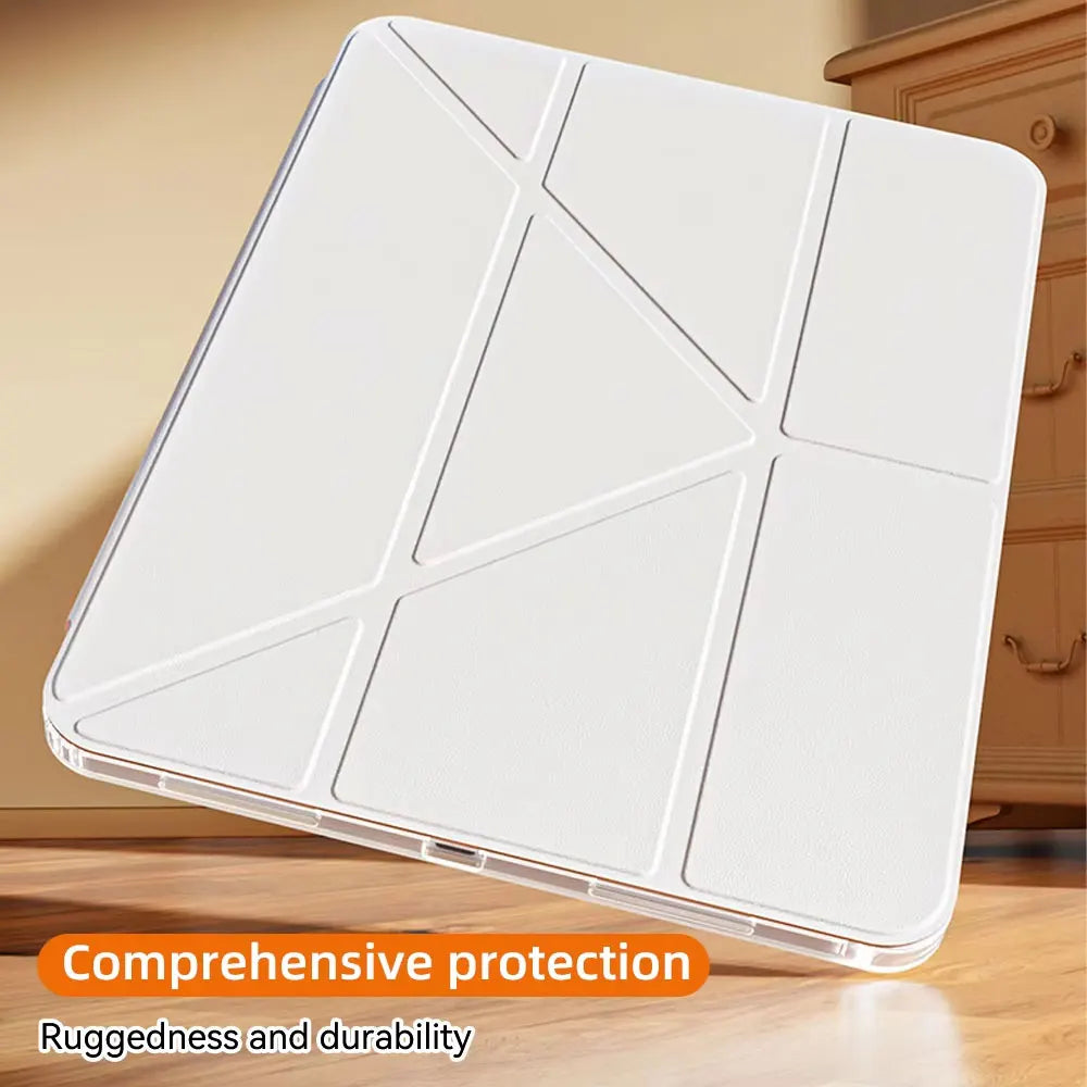 Y-Fold Case compatible with iPad 11 10 9 8 7 Air10.9 11 13 inch /Mini 6 7th Gen / Pro 11 12.9 inch Crystal Clear with Pen Holder