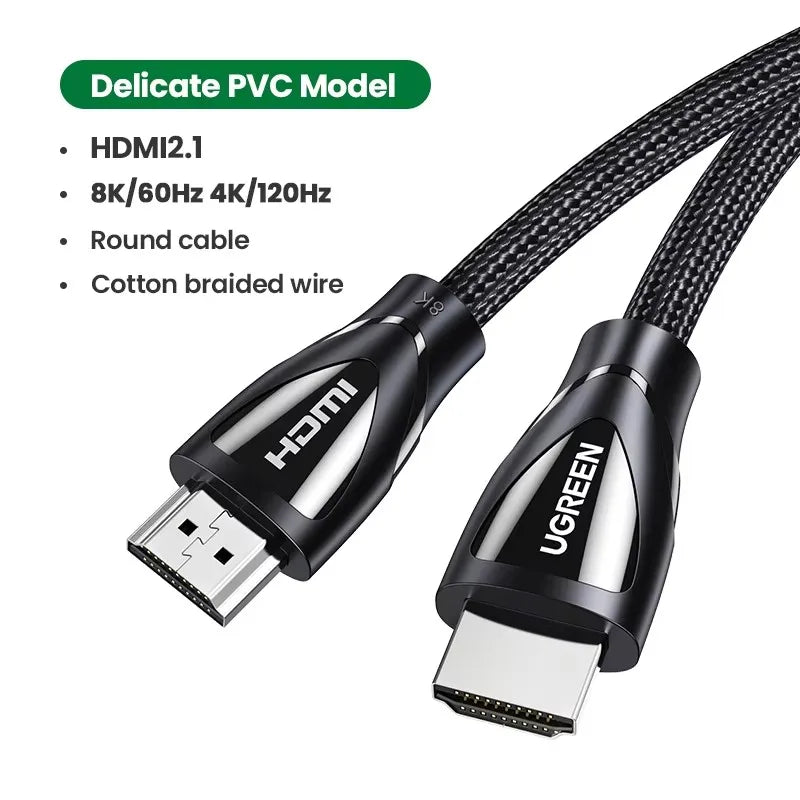 UGREEN HDMI Cable for Xbox Series X HDMI 2.1 Cable 8K/60Hz 4K/120Hz HDMI Splitter for Xiaomi Mi Box PS5 HDR10+ 48Gbps HDMI 2.1