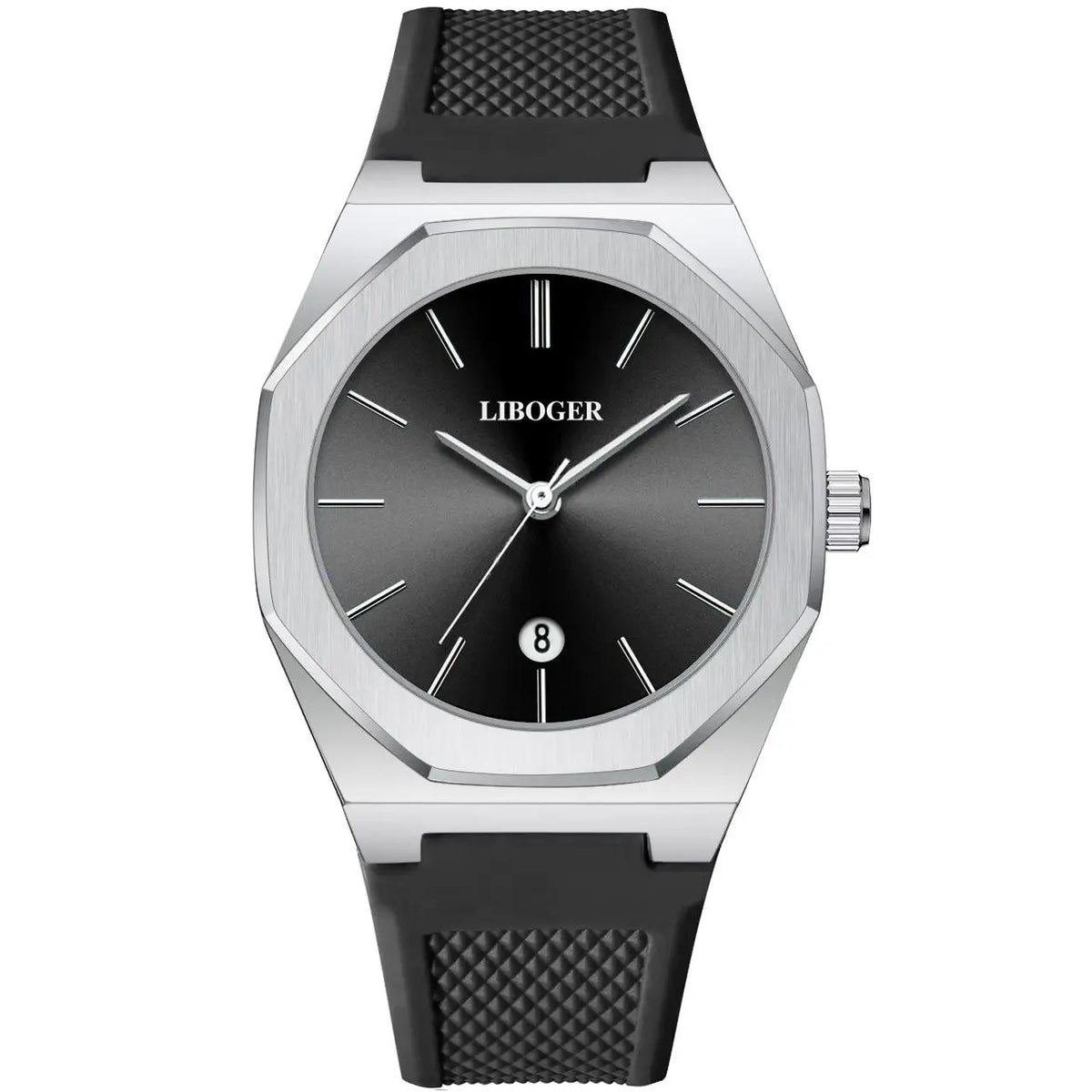 New Fashionable Round Dial Men's Quartz Watch, Calendar Display, Silicone Strap, Battery Powered, Suitable for Daily Wear