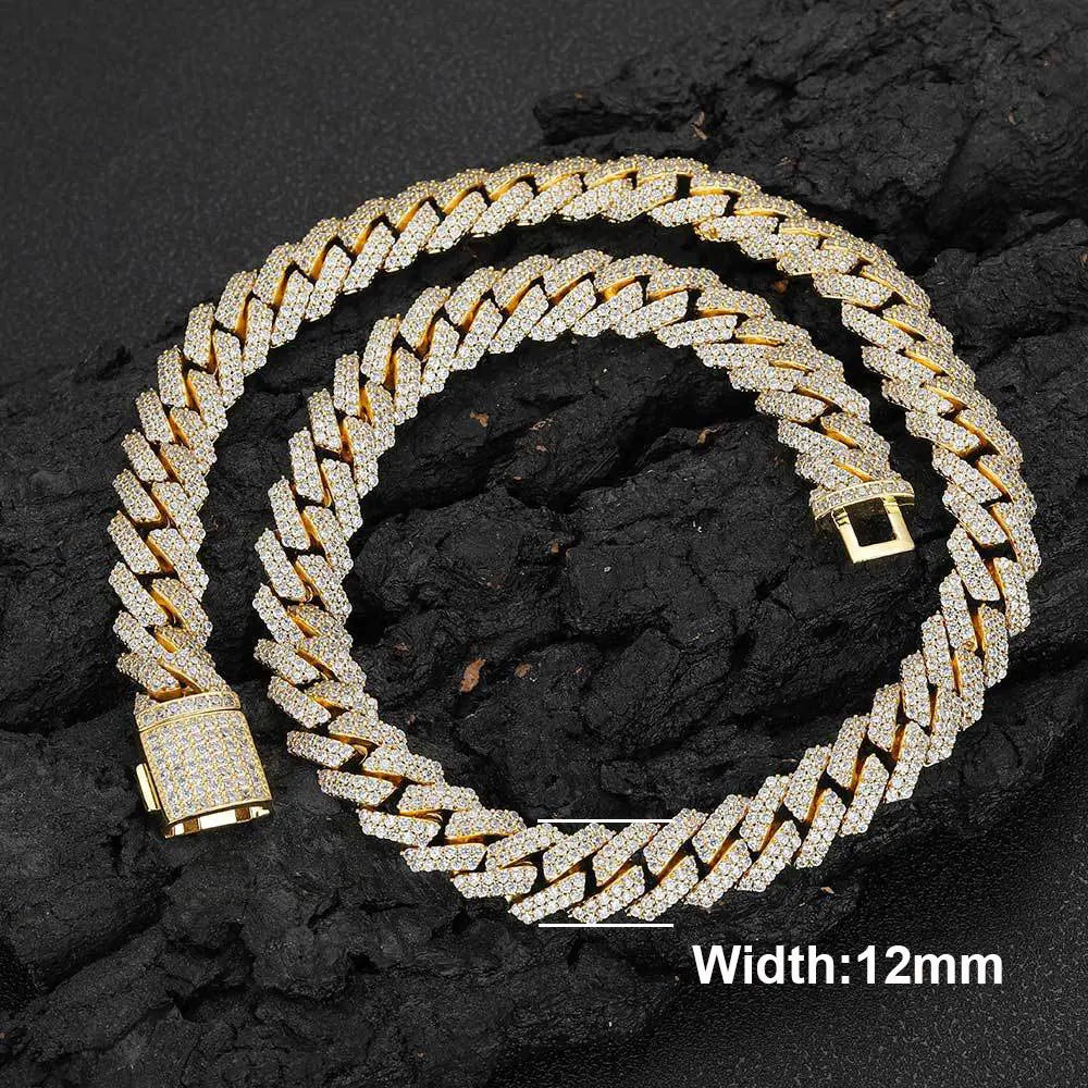 Drop Shipping Hip Hop Cuban Link Chain Necklace Silver/18k Gold Plated 10/12/14/15/20mm Iced Out Diamond CZ Gift for Him/Her