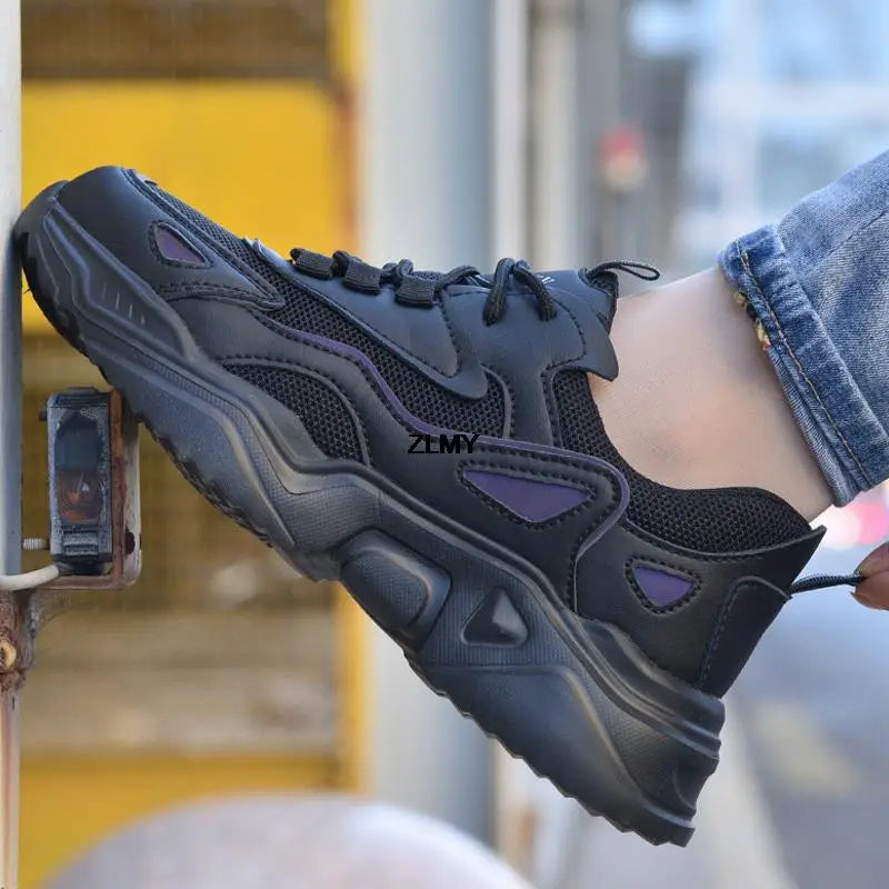 Big Size Women Safety Shoes Platform Steel Toe Sneaker Men Woman Work Safety Boots Breathable Light Industrial Work Shoes Female