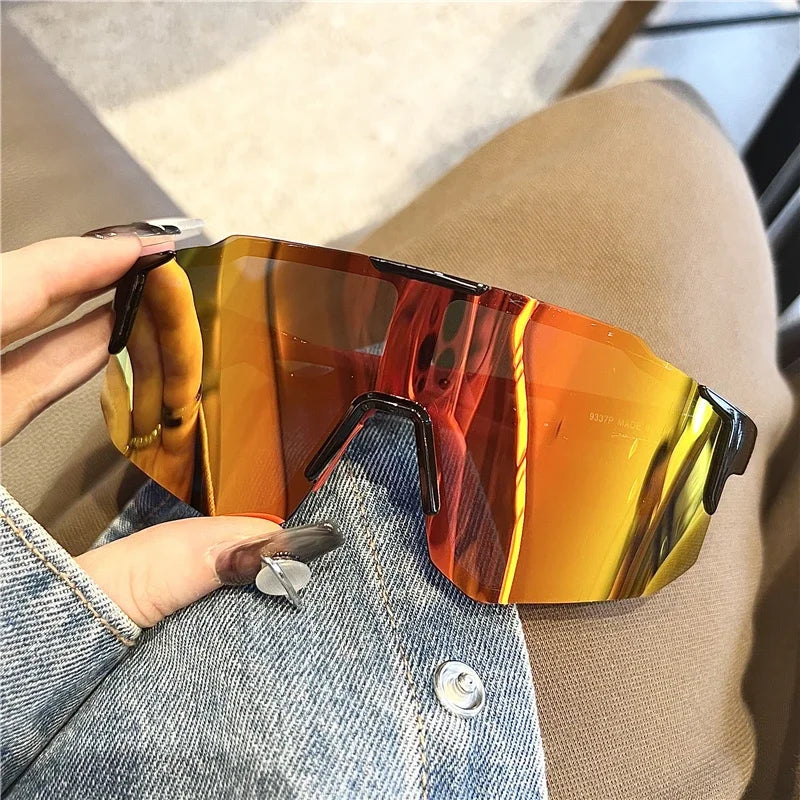 Cycling Sunglasses Large Frame UV400 Shades UV Protection Outdoor Sports Windproof Anti-Ultraviolet Hiking Climbing Goggles