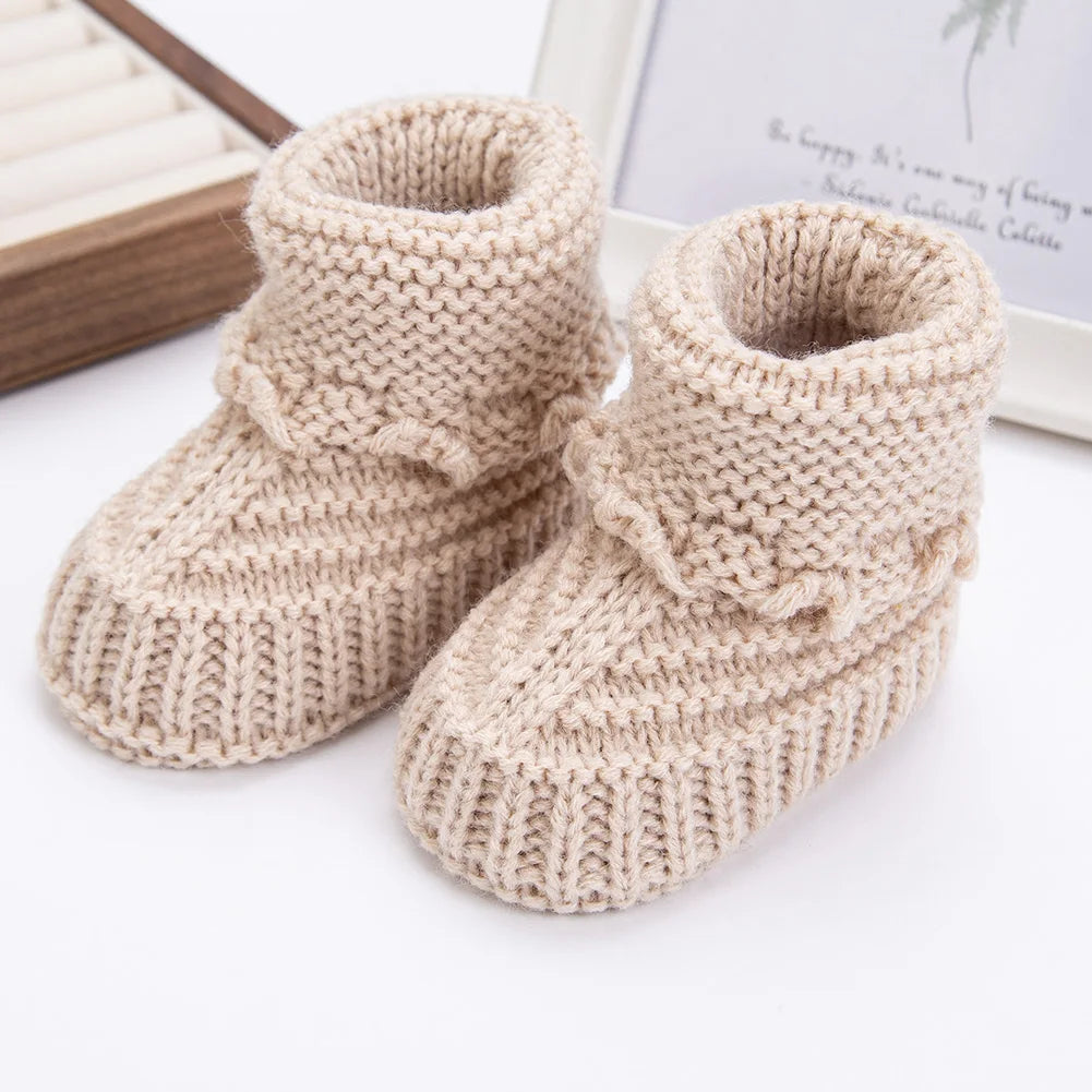 2Pcs/Pair Baby Knit Socks 0-12M Solid Cochet  Walking Socks Ins Cream Solid Color Short Socks  for Infant Boys Girls Clothing