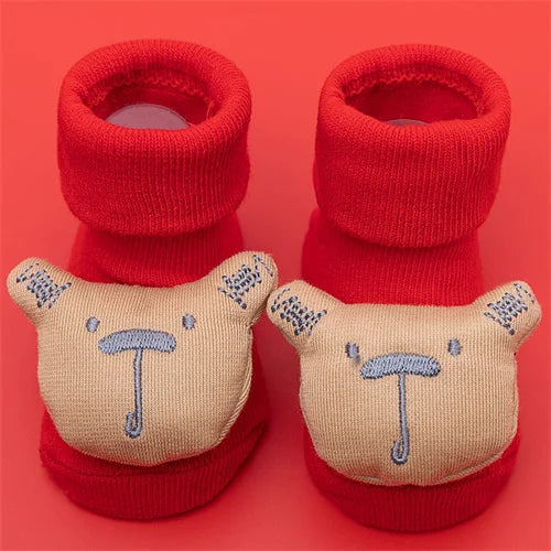 Baby Boys Girls Christmas Red Socks Spring Autumn Winter Anti Slip Cotton Soft Cartoon Floor Sock with Santa Claus Snowman Decor