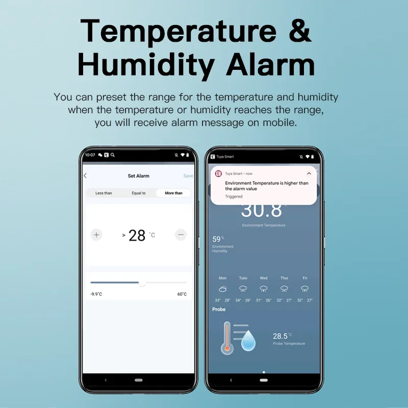 Tuya WiFi Zigbee Temperature Humidity Sensor With External Probe for Smart Home Hygrometer APP Monitoring For Aquarium Winery