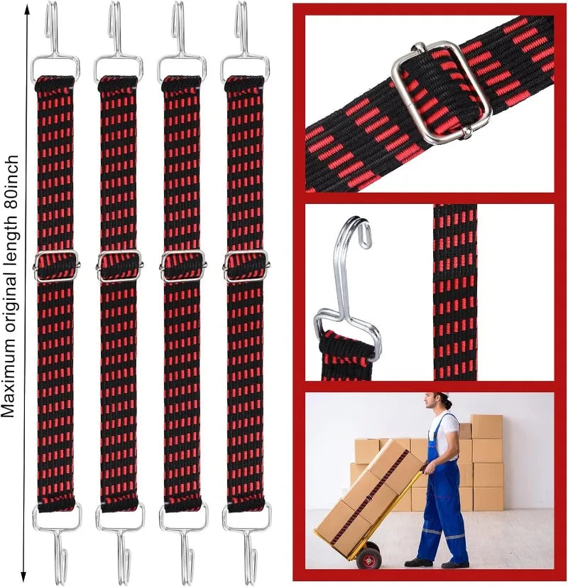 1-2 Meters Adjustable Rubber Rope Belt Hook, Heavy-duty Elastic Long Bungee Jumping Belt, Anti-rust Metal Buckle Luggage Rope