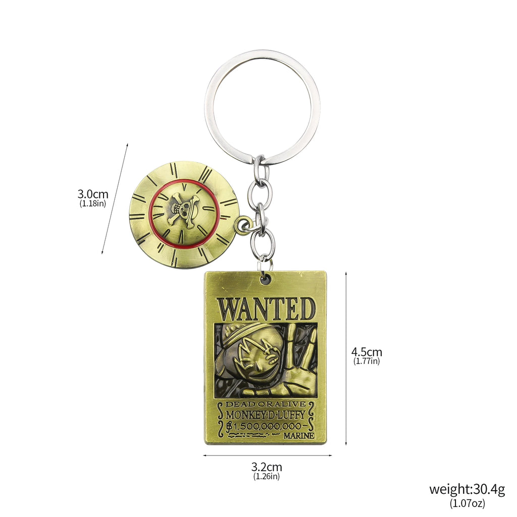 One Piece Luffy Straw Hat Keychain Rotatable Zoro Skull Metal Pendant Role-Playing Decorative Accessories Fan Jewelry Gift