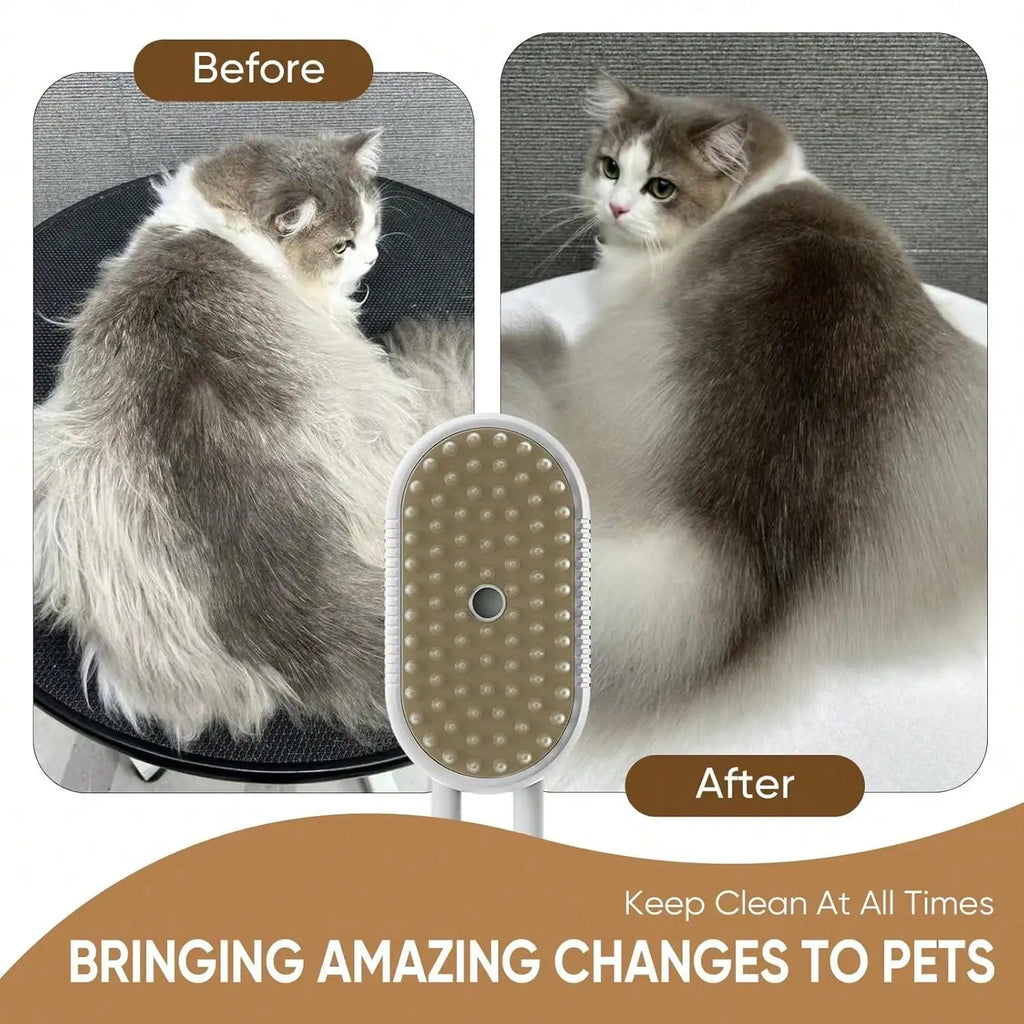 4-In-1 Steam Brush For Cats – Self-Cleaning Comb For Long And Short Hair Cats And Dogs, Steam Pet Brush For Hair Removal, Vibrating Message, Grooming & Relaxation