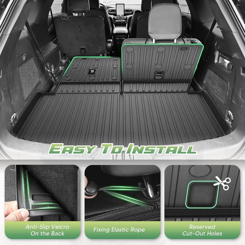 All Weather Floor Mats for Ford Explorer 2020-2026 6 Seats, Heavy Duty TPE Cargo Liner, Anti-Slip Car Accessories