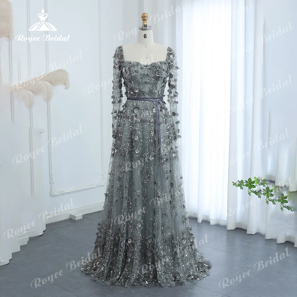 Pastrol Square Collar  A Line Prom Dress 2026 Lace Applique Floral Embellished Gown birthday فساتين سهرة Customized