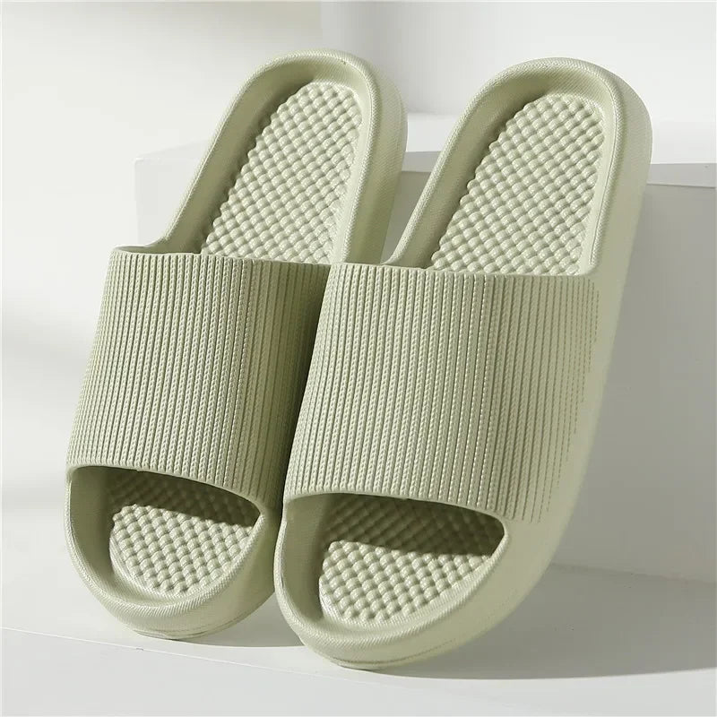 2024 Summer Slippers Flip Flops Women Indoor Home Mute Shoes EVA Soft-soled Shoes Cloud Slides Couple Non-slip Casual Sandals