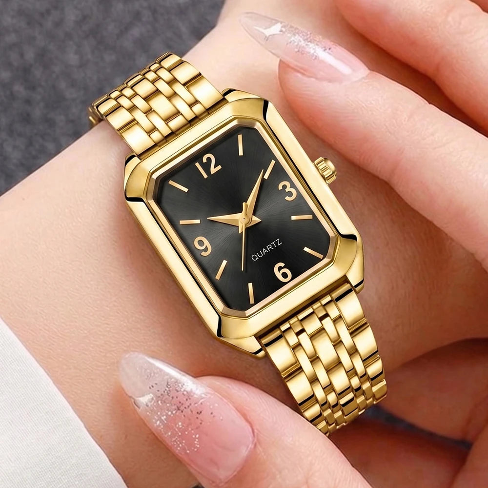 5Pcs/Set Unisex Jewelry Watches Women's Wristwatch Accessories Gold Fashionable Elegant Trendy Classic Exquisite Luxury Quartz Watches Y2K Party Gathering Daily Wear Birthday Holiday Gift Travel Vacation