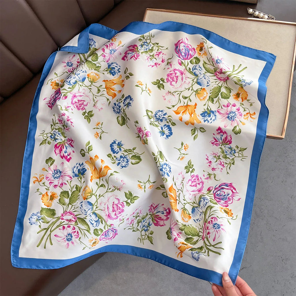 2025 New Yellow Lemon Print Square Silk Scarf for Women 70*70cm Neck Ties Fashion Decorate Neckerchief Female Hijab Bag Ribbions