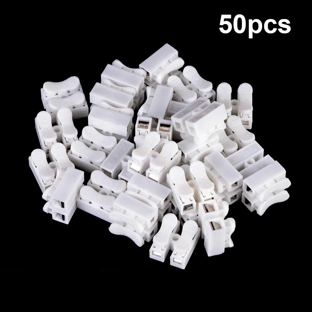 20/50Pcs No Solding Quick 1P 2P Cable Wire Connector No Screw Terminal Block Spring Clamp