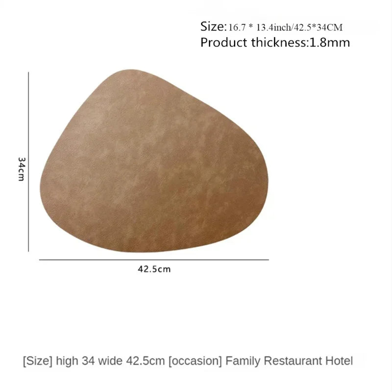Nordic Double-Sided Anti-Slip Placemat - PU Thermal Insulation Table Mat with Water Droplet Pattern and Leather-Like Design