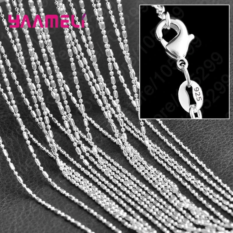 5pcs Lot Wholesale Pure S925 Sterling Silver Charm Link Chain Necklace Jewelry with Strong Smooth Lobster Clasps 16-30 Inches