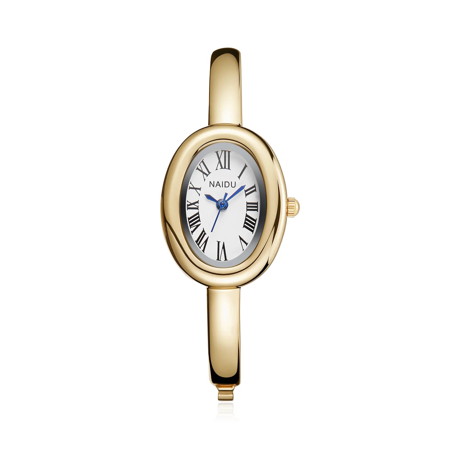 NAIDU Elegant Oval Bangle Watch For Women Roman Numeral Dial Gold Silver Cuff Strap Waterproof Quartz Wristwatch Reloj Mujer