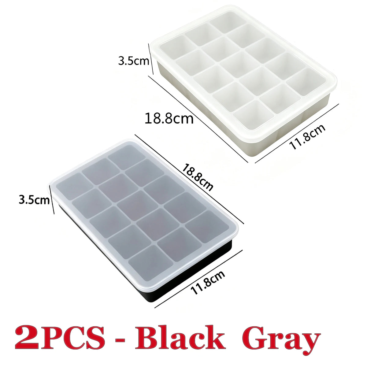 15 Cavity Ice Cube Tray Silicone Square Ice Trays Easy Release Stackable Ice Cube Molds with Removable Lid Ice Cubes for Whiskey