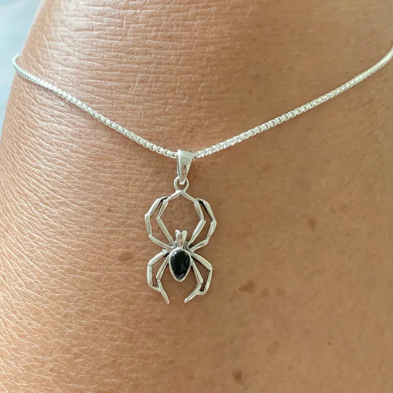 New 925 Sterling Silver Spider Necklace Personality Charm Simple Animal Pendant Collar Birthday Gift Women's Exquisite Jewelry