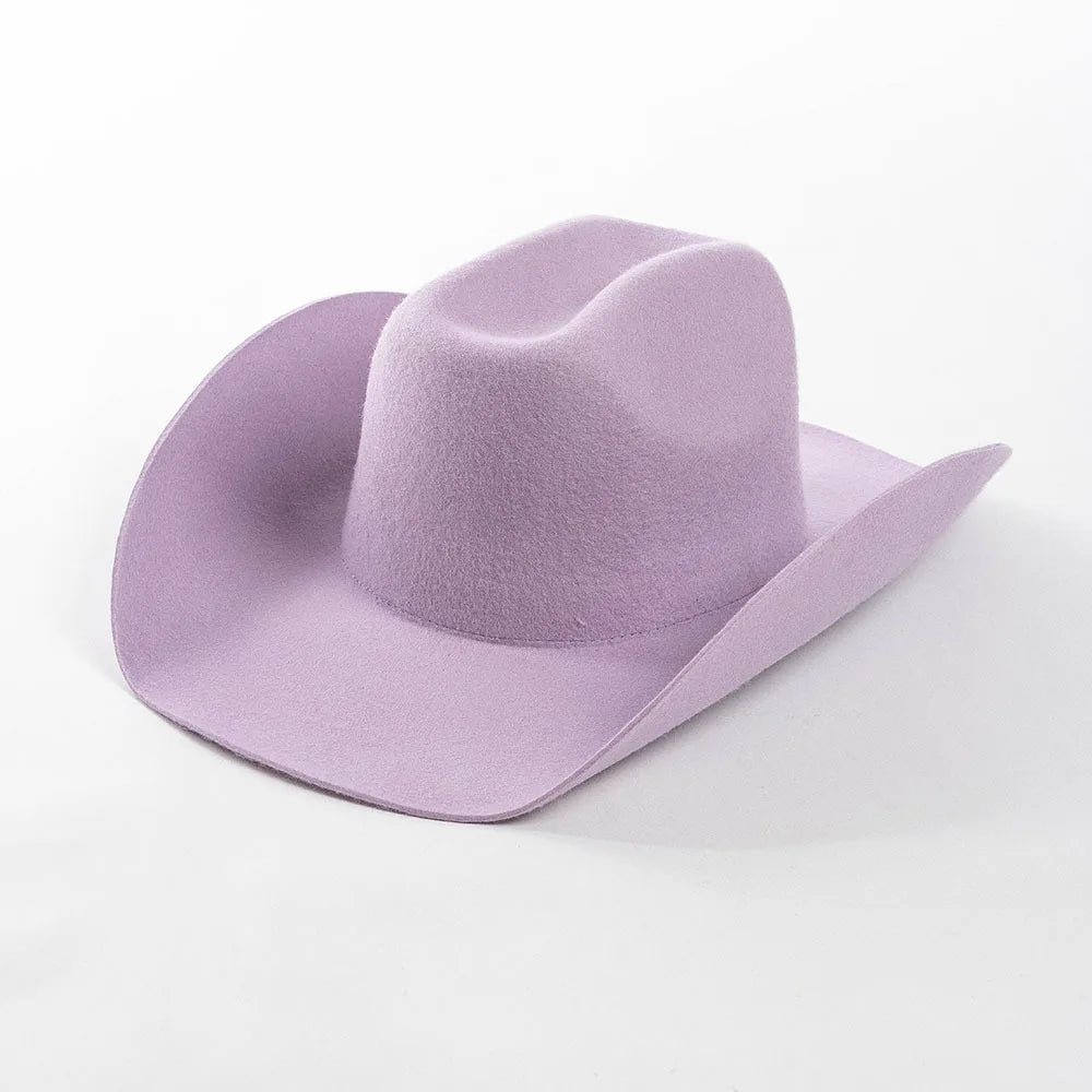 100% Wool Western Cowboy Hat Women Men Autumn Winter Casual Felt Cowgirl Hat Outdoor Sunshade Warm Concave Shape Fedoras Top Hat